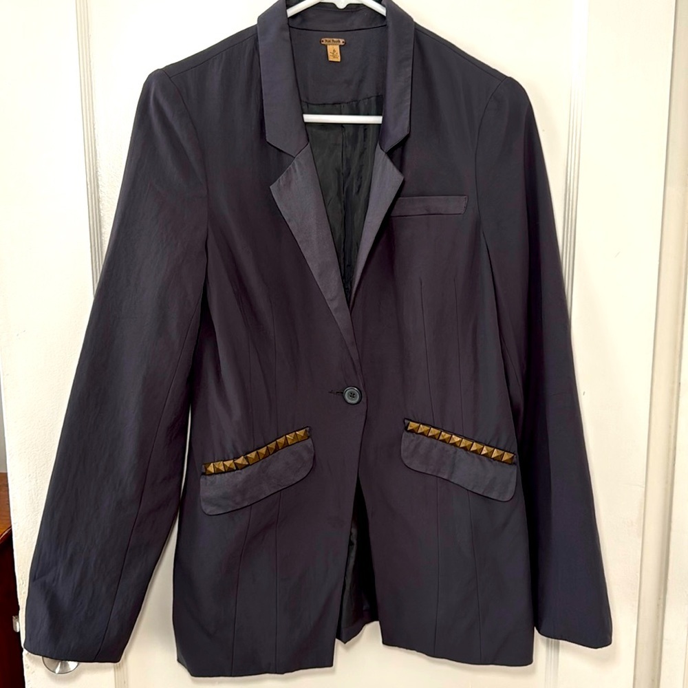 FREE PEOPLE | Women’s Gray Gold Studded Pocket Blazer Coat | Size 6